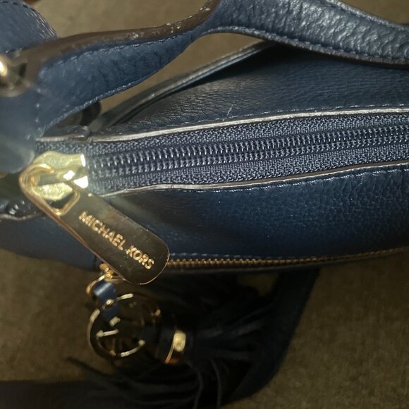 Michael Kors Navy Leather Tassel Crossbody Bag - Picture 6 of 14
